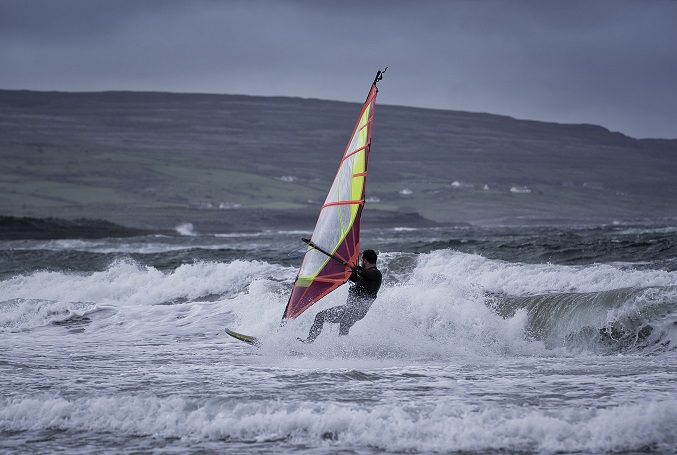 Windsurfing on Fanore Beach, Fanore, County