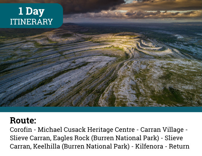 Corofin to Kilfenora 1 Day Itinerary; Photo of the burren from the sky